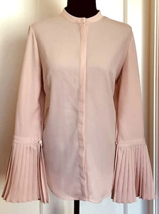Blusa Catherine MaLandrino Manga de Campana Pequeña Rosa Plisados en los Puños Botones Usada en Excelente Condición - Imagen 1 de 11