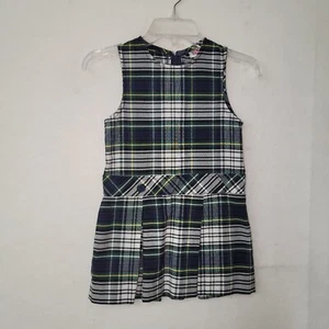 School Uniform Dress Girls 5 Reg Blue Green Plaid Uniform Pleated Jumper Preppy - Picture 1 of 12