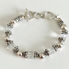 Silpada Designer 925 Sterling Silver Chunky Beaded Crystal Toggle Bracelet