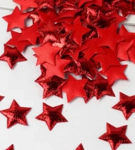 100 X Red Star Padded Appliqués For All Crafts 20mm - Picture 1 of 4