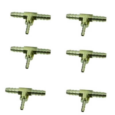 Brass Hose Barb Reducing Tee Reducer Fitting 1/4" x 1/4" x 1/8" for Air Fuel 6Pc - Image 1 of 2