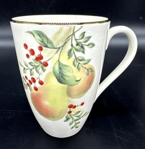 Taza Lenox Williamsburg boj y pinas acebo borde dorado 16 oz vacaciones usada en excelente estado - Imagen 1 de 5