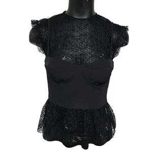Zara Lace Peplum Twofer Bustier in Black Size Small NEW - Picture 1 of 6