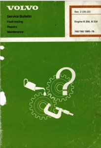 * Volvo 740 760 B200 B230 Engine Workshop Manual 1985 TP30871/1 Reprint - Picture 1 of 12