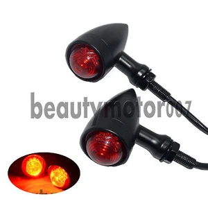 2 Pcs Universal Red LED Bullet Running BrakeTurn Signal Tail Lights Motorcycle - Picture 1 of 6
