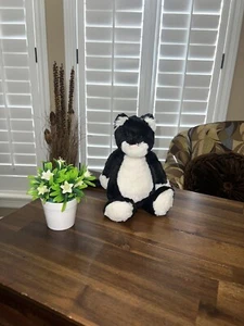 Rentner Jellycat Bashful Katze schwarz weiß Kätzchen langer Schwanz Smoking Katze Plüsch Rarität - Bild 1 von 5