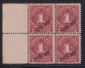 Puerto Rico US Possession Stamp J1 Block Mint Unused Dist Gum 25 &36 deg overprt - Picture 1 of 2