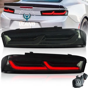 VLAND For 2016-2018 Chevy Camaro Led Smoked Black Tail Lights W/Red Sequential - Picture 1 of 14