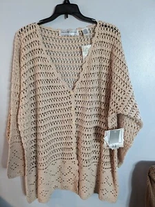 Women's Maggie Lawrence Crochet Top Shirt Sweater 18/20 beige - Picture 1 of 4