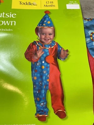 Cutie Clown Colorful Costume One Piece W/ Hat Boy Girl 12-18 Months New - Image 1 of 4