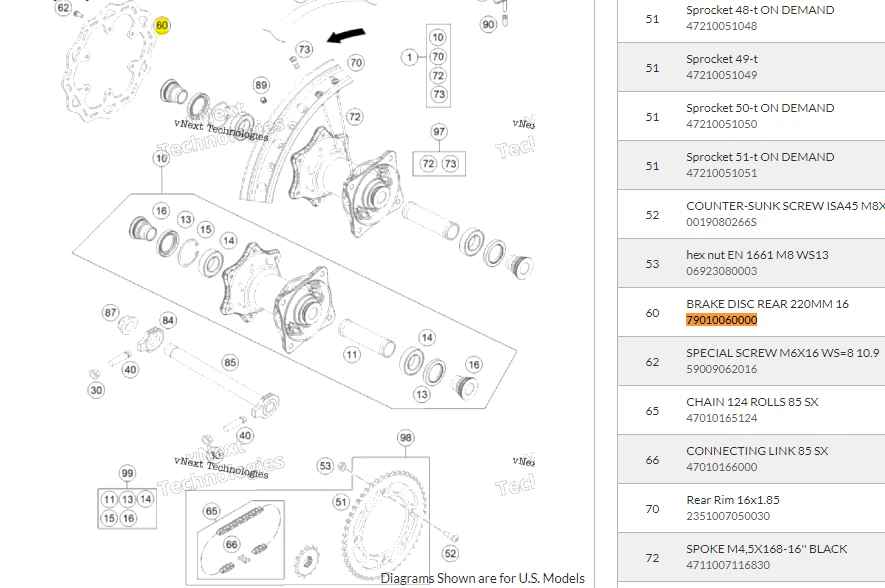 New OEM KTM Brake Disc Rear 220mm - 79010060000 - Image 1 of 1
