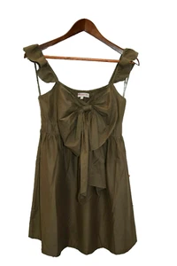 BNWT PETITE FIT KHAKI EXAGERRATED BOW STRAPPY MINI DRESS SIZE UK 10 EU 38 B8 - Picture 1 of 3