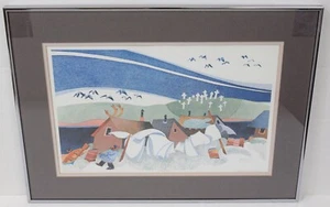 Original 1982 Rie Munoz signierter Lithographie Druck "Summer Storm" 749/750 - Bild 1 von 11