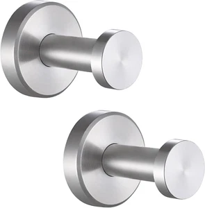 Towel Hook 2 Pack Brushed Nickel, 304 Stainless Steel round Hand Towel Hanger, M - Picture 1 of 12