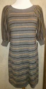 Vestido Suéter Missys Jessica Howard Gris y Naranja Rayas Talla L Manga Abullonada - Imagen 1 de 10