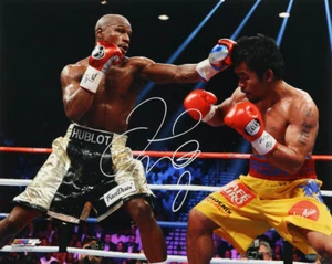 Goat Floyd Mayweather Jr. Signiertes 16x20 Foto vs Manny Pacquiao Schwartz HOLO - Bild 1 von 1