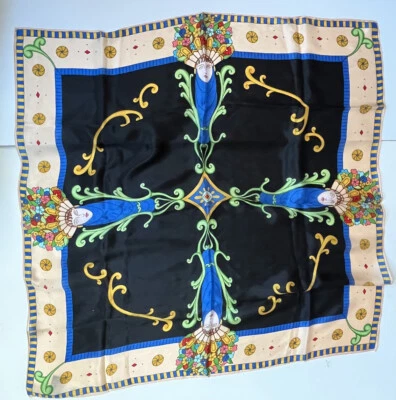 "BUFANDA DE SEDA VINTAGE KIKAMI by THE RACK 26"" art deco mujer patrón EC" Foto 1 de 4