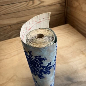 11+ Yards Of Vintage Flocked Con-Tact Paper Wallpaper Contact Blue Flock 1967 - Picture 1 of 11