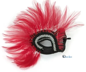 Máscara de Mascarada Troyana Negra y Roja - Disfraz Fiesta Máscara de Ojos - Pluma Veneciana - Imagen 1 de 6