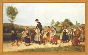 Der Schulspaziergang Albert Anker 1872 Schweizer Maler Kinder LW H A2 0597 - Bild 1 von 1