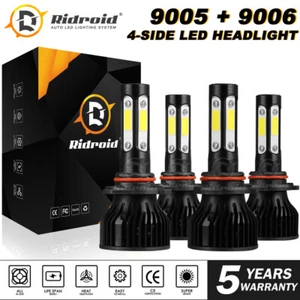 4-Side 9005 9006 LED Headlight Bulb Combo Kit High Low Beam 6000K 240W 36000LM - Bild 1 von 18