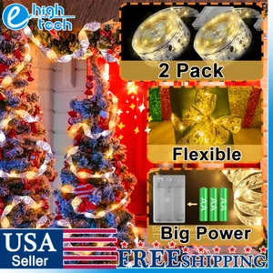 2PCS LED Ribbon Fairy String Light For Christmas Tree Party Decoration Lamp Xmas - Picture 1 of 10