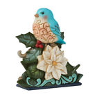 Jim Shore Bluebird On White Poinsettia Figurine 6009484 Wonderland Bluebird New