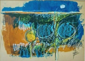 Vintage Mixed Media Abstract on Paper, Signed, University Chicago Art Museum - Photo 1 sur 5