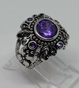 Amethyst 3ct Purple, Ring 925 Sterling Silver Size-6 / FREE SHIPPING - Picture 1 of 11