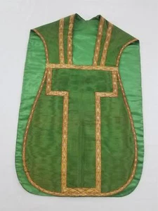 Casulla vestimenta sacerdote iglesia francés vintage 169x101 cm - Imagen 1 de 15