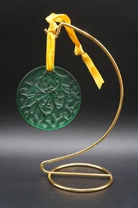 Lalique France Crystal Noel 1990 Green Mistletoe Christmas Ornament. #3 - Picture 1 of 6