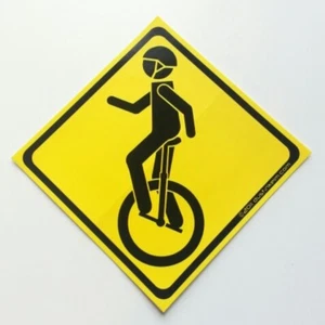 Unicycle Man Road Sign Bumper Sticker - Bild 1 von 1