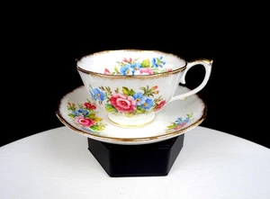 Roslyn England Porcelain Floral Bouquet Vintage 2 1/4" Cup & Saucer Set 1946- - Picture 1 of 9