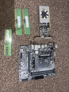 Untested Pc Parts, GT 1030 GDDR5 64 Bit/ 3 8gb Ram Stick/ ASUS Prime A320m-r - Afbeelding 1 van 5