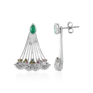 Kolumbianischer Smaragd Zirkon Silber Ohrringe 2,375ct - Bild 1 von 8