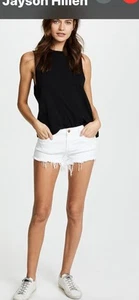 Blank NYC High Rise White Distressed Cutoff Denim Shorts Button Fly Size 30 NWT - Picture 1 of 10