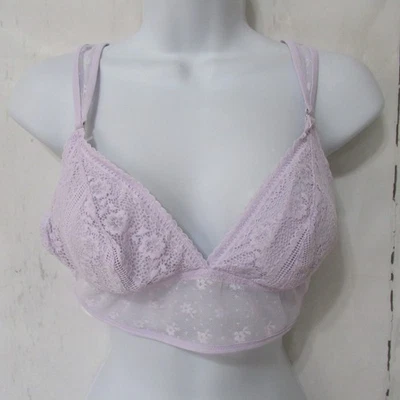 Aerie Bra L Large Lavender Purple Lace Bralette Triangle Wireless - Image 1 of 4