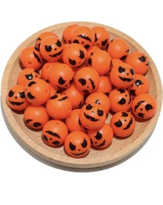 72 Stück Halloween Silikonperlen 15 mm zur Schlüsselanhänger basteln, Perlen Bulk Kürbis - Bild 1 von 2