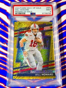 2024 Panini NSCC VIP Gold Pack Will Howard RC Gold Shimmer /10 PSA 9 Ohio State - Bild 1 von 2