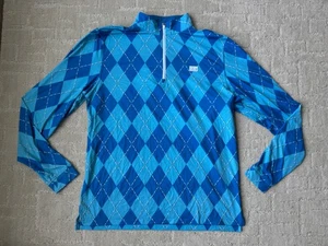 Good Good Golf Old School Q-Zip 1/4 Zip Pullover Shirt Mens Size Large Blue - Picture 1 of 6