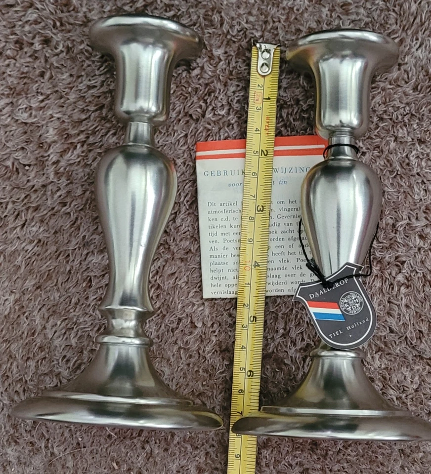 Candelabro cónico de peltre Royal Holland 2 Polonia Gevernist de colección Foto 1 de 4