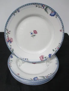 Oneida Fine Porcelain BLUE LATTICE Salad Plates 7 1/2" SET OF 6 - Picture 1 of 4