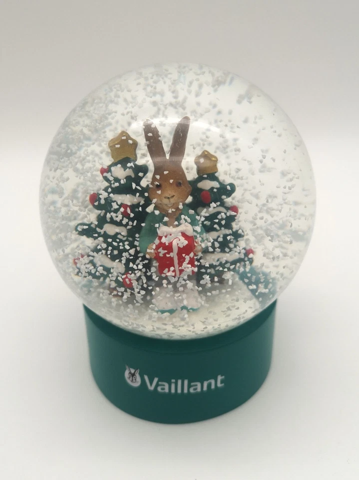 VAILLANT Schneekugel HASE Weihnachten WERBUNG selten Sammler vailant snow globe