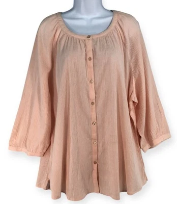 Blusa túnica top d & co. Denim + Company para mujer XL melocotón playa crepé Foto 1 de 4