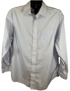 Jos. A. Bank Traveler Traditional Fit White W/Blue Tile Print Sz 16.5-34 Mens - Picture 1 of 6