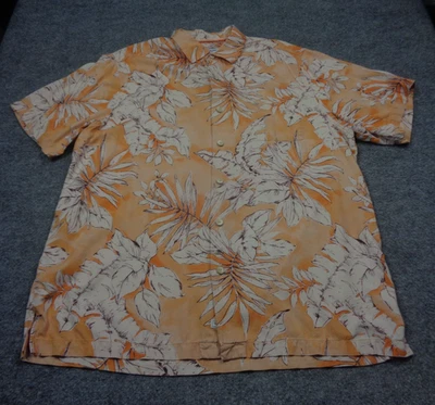 Tommy Bahama Shirt Mens XLT Orange Hawaiian Floral Palms 100% Silk Button Up - Image 1 of 4