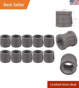 Confezione da 10 Raccordi per Tubo in Ghisa in Ghisa Nero Malleabile 1/2" Pollici per Tubo Fai da Te F - Foto 1 di 6