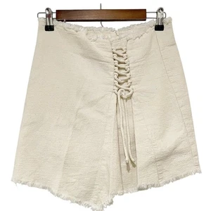 Mango Women's Ivory Cream Organic Cotton Asymmetric Lace up Skirt 4 Cowboy Coast - Picture 1 of 8