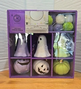 Martha Stewart 7 PC Ghost and Pumpkin Purple  Decor Halloween Set PomPom Garland - Picture 1 of 11