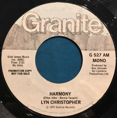 LYN CHRISTOPHER HARMONY~RARE MONO/ STEREO PROMO ONLY 45 7"~GRANITE~FUNK~KISS - Image 1 of 3